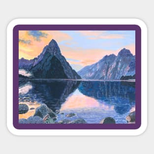 Milford Sound, New Zealand, at sunset Sticker